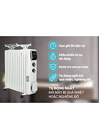 Máy sưởi dầu Sunhouse SHD7084, Công suất 2400W, 13 lá phát nhiệt, làm ấm nhanh, Có giàn phơi - Hàng chính hãng, bảo hành 12 tháng