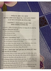 sách học  600 Câu Hỏi Dùng Cho Sát Hạch, Cấp Giấy Phép Lái Xe Cơ Giới