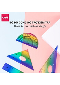 Bộ 4 Dụng Cụ Eke Thước Kẻ Thước Đo Góc Đo Độ Học Sinh Ombre Màu Thời Thượng Deli - Eke Tam Giác Vuông Đồ Dùng Toán Học Dụng Cụ Hình Học - EH652
