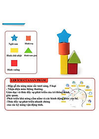 Đồ chơi lồng hộp vuông thả khối, đồ chơi tháp xếp chồng thả hình khối tập đếm gỗ đa chức năng thông minh cho bé