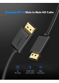 Ugreen UG10245DP102TK 1.5M Màu Đen Cáp 2 Đầu Displayport chuẩn V1.2 thuần đồng - HÀNG CHÍNH HÃNG