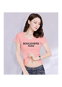 Áo thun nữ MXM form ôm body in chữ Bouleverd trẻ trung mặc tôn dáng ( ANU023 )