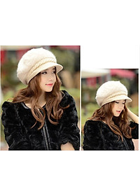 Mũ nồi len lông thỏ cao cấp nón len lưỡi trai nữ thời trang