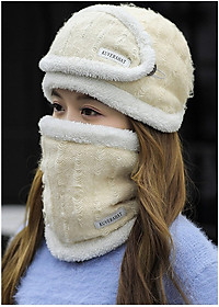 Combo nón và khăn cổ và khẩu trang len - Tặng vòng tay thủy tinh pha lê