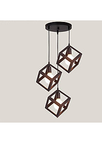Bộ 3 đèn thả khối lập phương trang trí nội thất - kèm bóng LED và đế ốp trần