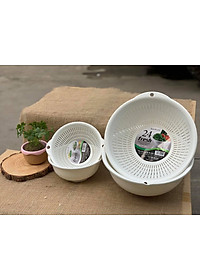 Thau/Chậu lót nhựa dạng tròn cao cấp Sanada Seiko 3.6L có tay cầm - Hàng nội địa Nhật Bản.