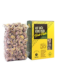 Hạt Điều vỏ lụa rang muối Bình Phước, loại A – Hộp giấy 500g, chuyên dùng biếu tặng.