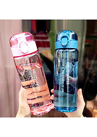 Bình Đựng Nước Nhựa Trong Thể Thao HELLO WATER Cute Dễ Thương 780ml Có Vạch Chia Và Quai Xách 
