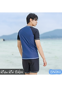 Bộ bơi nam cao cấp, có cỡ big size tới 125kg cho người mập béo, dáng áo bơi cộc tay, quần 2 lớp phom rộng rãi, quần áo bơi size đại cho nam | BN060
