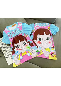 Đầm váy suông tay phồng mùa hè cho bé gái hình Hello kitty Doremon Pony Mickey size 12-30kg chất cotton mềm mát