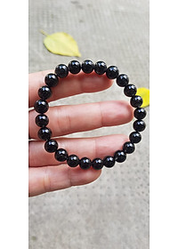 Vòng tay nữ thạch anh tóc đen dầy kín tự nhiên size hạt 8mm màu đen đậm bóng đẹp hợp mệnh thủy mệnh Mộc đeo đẹp may mắn hợp mệnh tuổi tốt sức khỏe công việc ạ