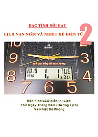 Đồng hồ Treo Tường EASTAR Kim Điện Tử KIM TRÔI Cao Câp DẠ QUANG - LỊCH Vạn Niên và NHIỆT KẾ Điện Tử