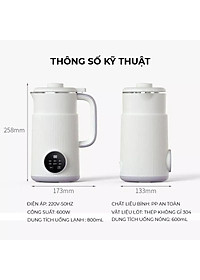 Máy Làm Sữa Hạt, Máy Nấu Sữa Hạt 800ml, 8 Chức Năng Xay Nấu Tiện Lợi, 600W Vân Phương Shop - Hàng Chính Hãng