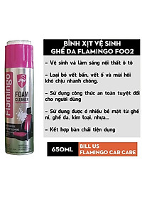 Xịt bọt đa năng vệ sinh nội thất ô tô xe hơi tẩy vết bẩn bề mặt nỉ da nhựa vải Flamingo 650ml F002