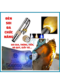 Đèn soi, rọi tiền, đá ,  cua gạch với ánh sáng mạnh, 3 màu tiện dụng kèm theo bộ sạc