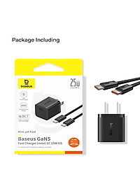 Bộ cốc sạc nhanh kèm cáp C to C Baseus Super Si Quick Charger 1C 25W Sets（PD/ QC3.0 Quick charger, With Cable) dùng cho sam sung S20, S21- Hàng chính hãng