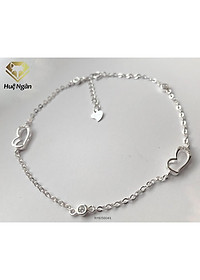 Lắc chân bạc Ý 925 Huệ Ngân - Tim xinh đính đá RYBJ50041