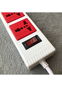 Ổ Cắm 6 Lỗ 3 Chấu Dây 2 Mét Điện Quang ĐQ ESK 2WR 63ECO - Trắng Đỏ