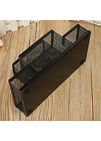 Hộp đựng bút, khay bút 4 NGĂN để bàn kim loại đa năng - màu đen Legaxi