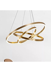 Đèn thả phòng khách 3 vòng viền vàng sang trọng - 3 chế độ ánh sáng có điều khiển từ xa LINSKY