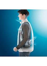 Bộ Áo Điều Hòa DOKY Nhật Bản Chất Liệu Vải Kaki Cao Cấp, PIN Dung Lượng Cao 30.000mAh, Quạt Không Chổi Than 12V Chạy Bền Khỏe - Màu Xanh Than