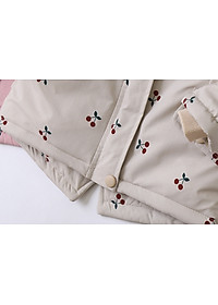 Áo khoác cho bé gái 4-14 tuổi hình quả chery bên trong lót lông ấm áp