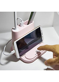 Đèn Học , Đèn Đọc Sách Để Bàn Chống Cận Có Ống Đựng Bút , Giá Đỡ Điện Thoại , Cổng Sạc Usb - Hàng Chính Hãng 