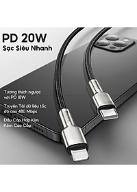 Cáp sạc nhanh PD20W truyền dữ liệu Baseus Metal Data Type-C sang iPhone ( 2 size ) - Hàng chính hãng