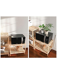 Kệ Để Lò Vi Sóng 2 Tầng Morning House Dài 60cm x Cao 46cm- Gỗ Cao Su Chắc Chắn Chịu Lực 30kg