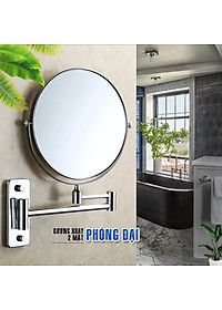 Gương trang điểm phóng đại 3 lần, xoay 360 độ, 2 mặt siêu nét, treo tường phòng tắm, phòng ngủ, Khách sạn, resort, Inox SUS 304, Size 15cm, 18cm, 20cm, Minh House