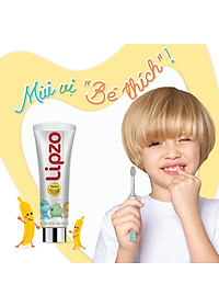 Kem Đánh Răng Trẻ Em LIPZO Vị Chuối Bảo Vệ Răng Sữa 75g Hữu Cơ Ngọt Thơm An Toàn Nuốt Được Dành Cho Trẻ Em Từ 3-10 Tuổi