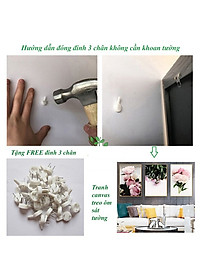 Tranh Treo Tường Canvas Hoa Sen- Bộ 3 tranh treo tường nghệ thuật CV18