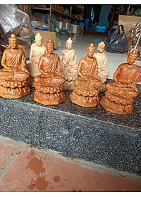 Tượng phật thích ca mini để xe ôtô bằng gỗ hương đá kt 15×9×9cm