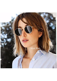 Kính râm Round Metal Unisex Mắt Tròn Thủy Tinh Gọng Kim Loại Thời Trang Retro