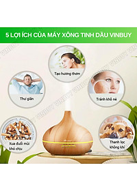 Máy xông tinh dầu VINBUY bầu tiên, máy phun sương tạo ẩm, máy xông tinh dầu phòng ngủ, spa, tự động, chuyên dụng phòng lớn led 07 màu - Hàng chính hãng