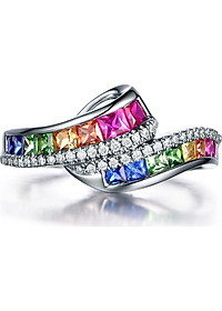 Nhẫn nữ đính đá đa sắc