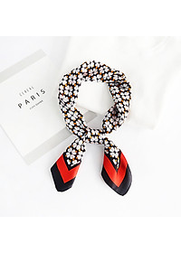 Khăn lụa turban vuông vintage hoa 4 cánh may mắn phong cách Nhật (70x70cm) AKL95