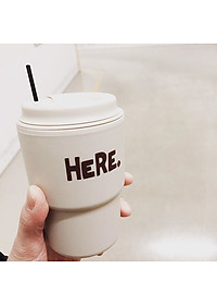 Combo 02 Cốc uống nước nắp xoay Inomata HERE có chỗ cắm ống hút - Nội địa Nhật Bản