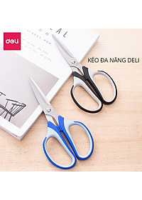 Kéo Văn Phòng 190Mm Deli, Đen/Xanh - E6001