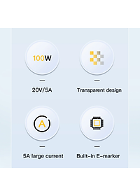 Dây cáp sạc type-C sạc nhanh 100W chuẩn PD 3.0 USB C to Type C hiệu HOTCASE ESSAGER Transparent Data Cable - trang bị đèn LED, Sạc nhanh QC 4.0 và PD 3.0, Chip sạc thông minh, truyền tải dữ liệu cao 480Mbps - Hàng nhập khẩu