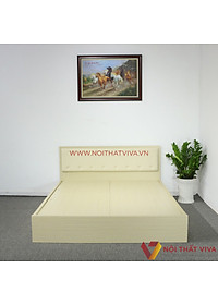Giường Ngủ Gỗ Mdf Phủ Melamine Bọc Nệm Hiện Đại Màu Kem