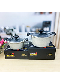 Nồi Đá Stone 7 Lớp Cao Cấp 24cm Thành Cao  LCA6244D (cam kết hàng chính hãng)