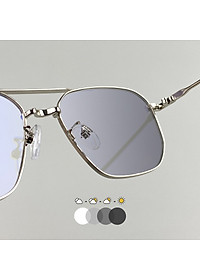 Kính Mắt Đổi Màu Khi Đi Nắng, Mắt Trắng Khi Trong Nhà, Chống Nắng, Bảo Vệ Mắt, Có Đủ Độ Từ 0 Đến Cận, Viễn, Loạn, Mắt Vuông Vừa, Khung Ngang, Gọng Kim Loại - BLUE LIGHT