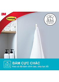 Móc dán tường chống thấm nước Command 3M cỡ lớn chịu lực 2.2kg - Độ bền cao, bám cực chắc, tháo cực dễ 17003B