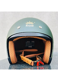 Nón bảo hiểm 3/4 ROYAL M139 có kính âm màu XANH LÍNH NHÁM