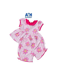 Bộ quần áo ngắn bé gái họa tiết Hoa hồng thun cotton - AICDBGUEOPHF - AIN Closet