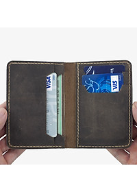 Ví đựng thẻ da bò sáp ngựa điên Crazyhorse V117 cao cấp, card holder da thật, đường chỉ may tinh tế, ví mini nam nhỏ gọn, đựng thẻ tiện lợi, fullbox, thương hiệu Bụi leather chuyên đồ da thật