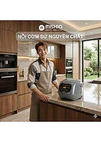 Nồi Cơm Điện Sứ Dưỡng Sinh Mishio MK365 lòng sứ nguyên chất 0.8L không chứa chất chống dính - Hàng chính hãng