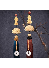 Khánh Phật Tọa Liên Hoa Trang Trí Xe Hơi , Dây Treo Phật Sen Gỗ Hoàng Dương Trang Trí Ô Tô