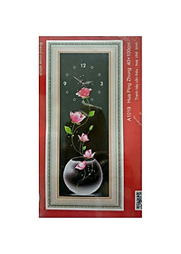 Tranh thêu chữ thập Đồng hồ- Bình Hoa (40*100cm) chưa thêu